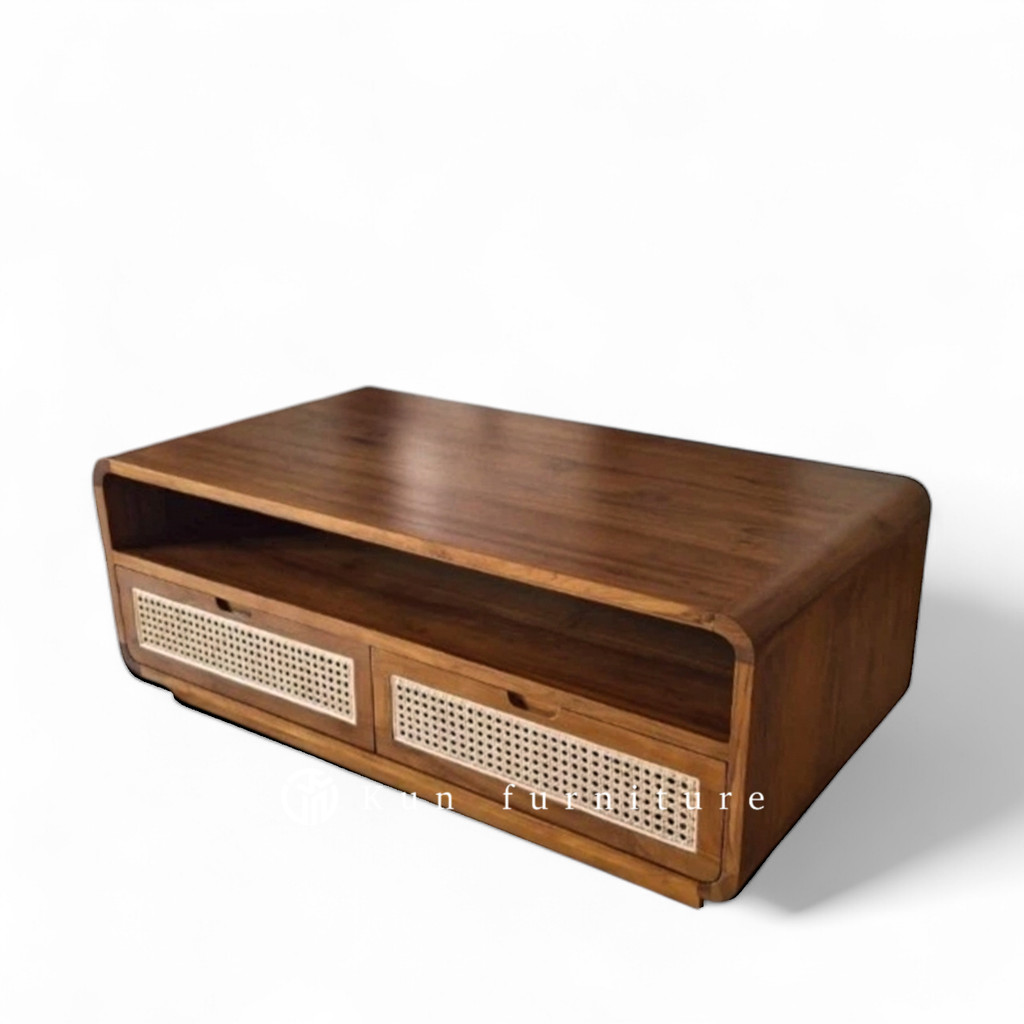 meja kopi jati, meja tamu minimalis jati,coffe table rotan jati, meja | Kun furniture
