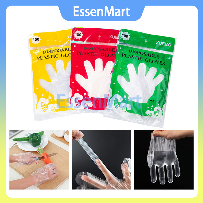 Sarung Tangan Plastik Sekali Pakai Isi 100 PCS / Sarung Tangan Plastik Transparan Sekali Pakai / Sar