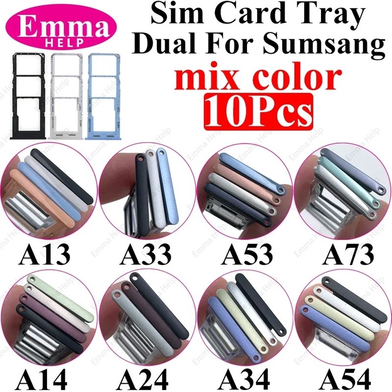 10Pcs Dual Card Phone Sim SD Card Tray For Samsung Galaxy A14 A24 A34 A54 A13 A23 A33 A53 A73 Sim Ca