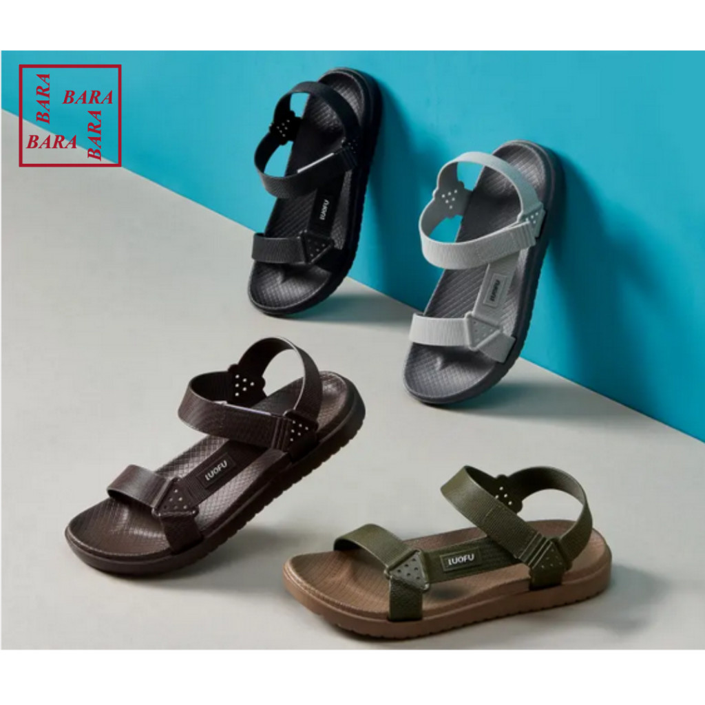 PROMO Luofu Sandal Selop Gunung Karet Pria Tali Belakang Import E6221-SH6W (AC4)