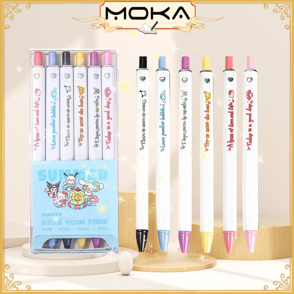 

MOKA PULPEN GEL MEKANIK 1 SET ISI 6 PCS MOTIF POSITIVE VIBES KAWAII CLASSIC MKP53