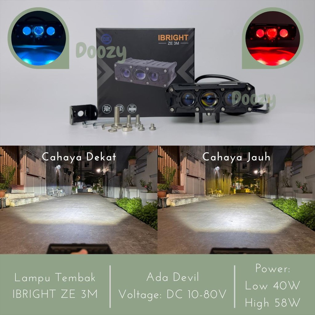 IBRIGHT ZE 3M Lampu Tembak Biled 3 Mata