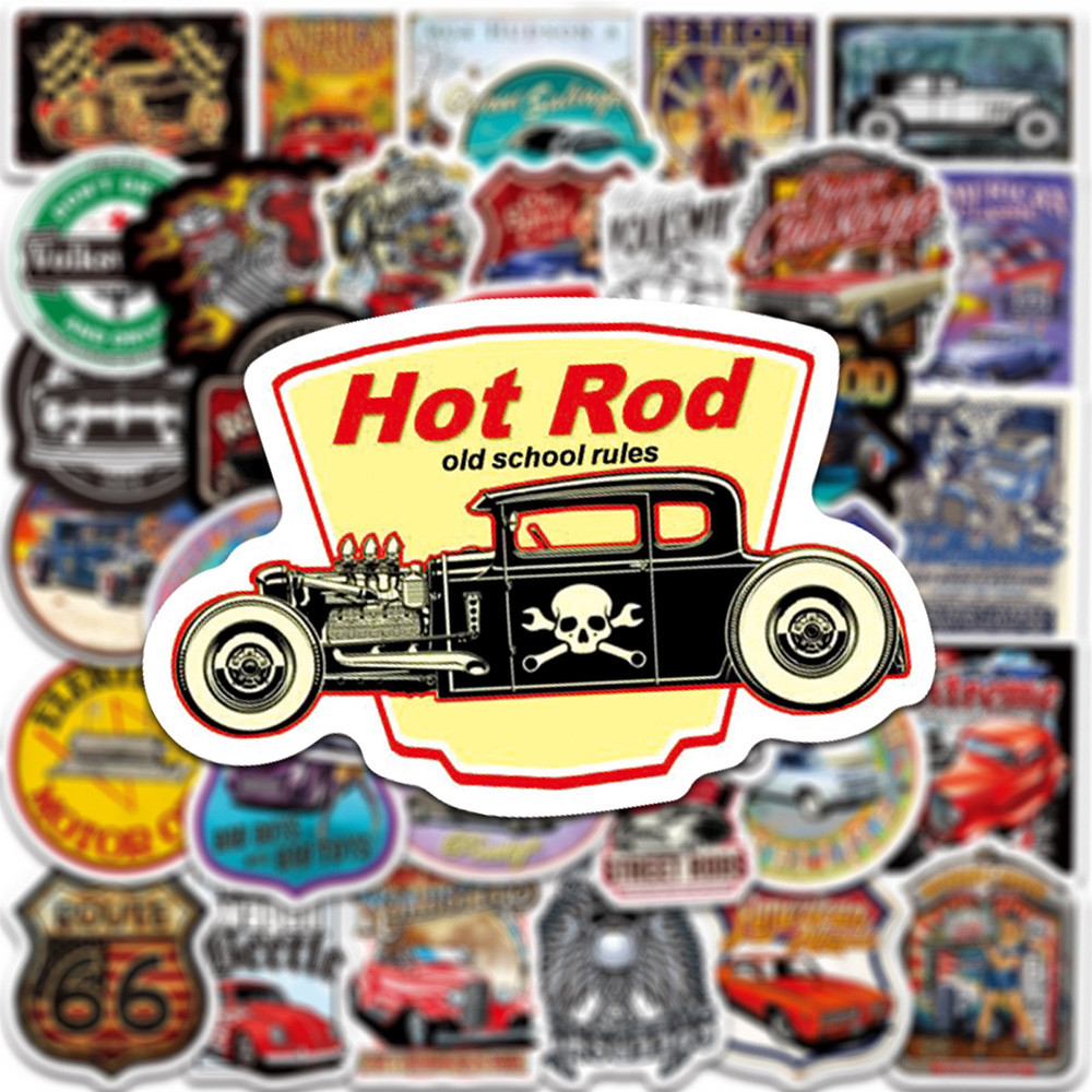

10/30/50/100PCS Hot Rod Retro Vintage Car Sticker DIY Diary Laptop Luggage Skateboard Graffiti Decals Fun for Kid