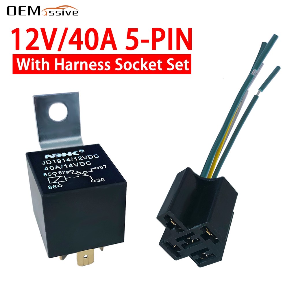 1PC 12V DC 5 Pin Waterproof Car Automotive Relay Switch 40A Normally Open Relais With Harness Socket