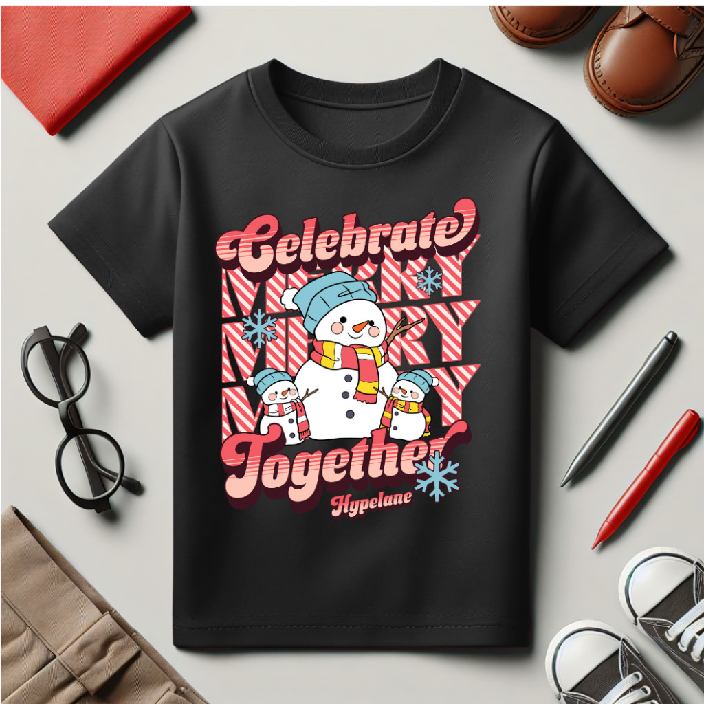 SELILINGSHOP Baju Kaos Natal Anak Laki Laki dan Perempuan Karakter Santa Salju Christmas Lucu Umur 1