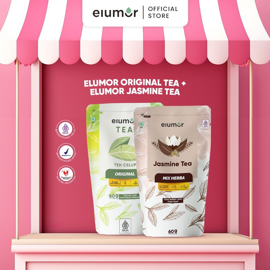 

Elumor Tea Original Isi 30 Kantong + Elumor Jasmine Tea 30 Isi Kantong | Teh Herbal untuk Detox