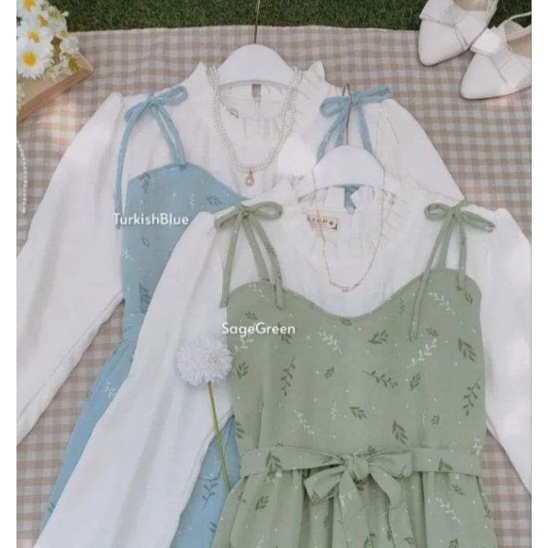 Hagia Dress Gamis Busui Motif bunga Bunga Crinkle Muslim Ruffle