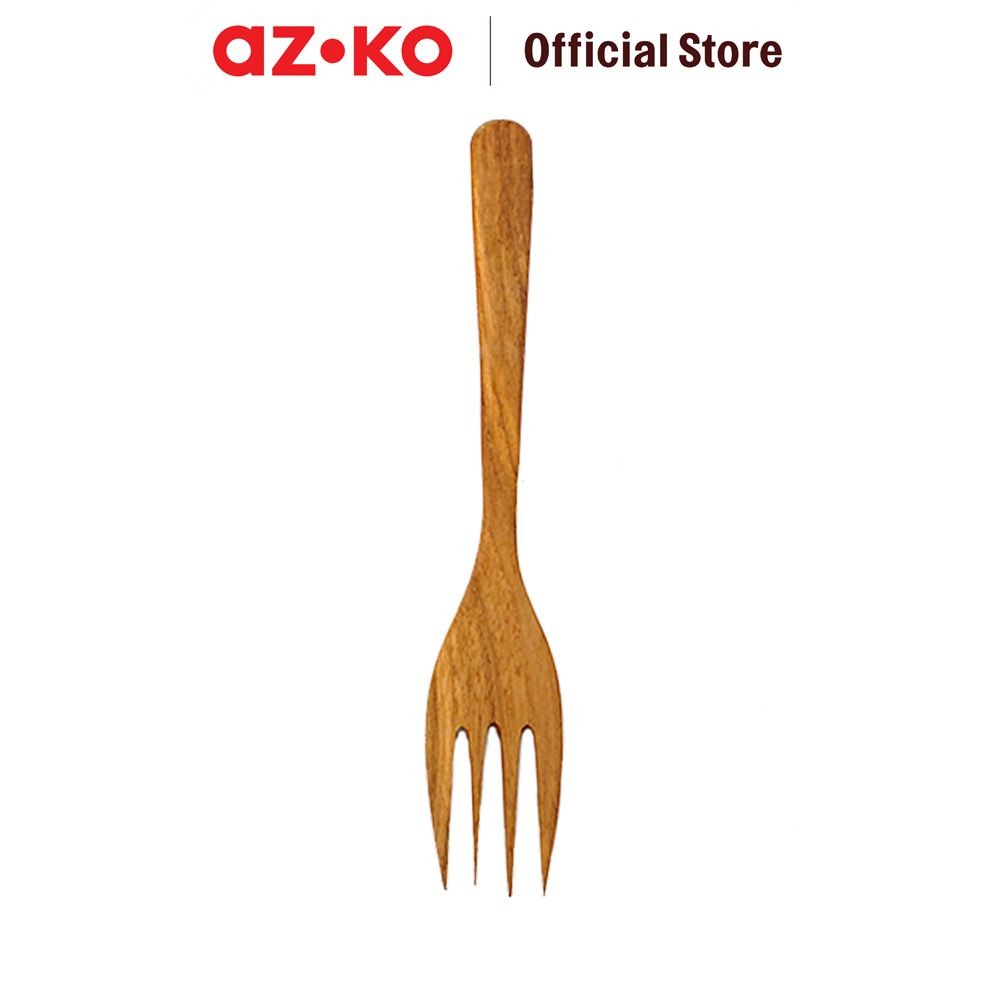 AZKO Kwas Garpu Makan Kayu Teakwood Kw1-Sd 005 Sendok Penggoreng Food Grade Sepatula Sutil Pengangka