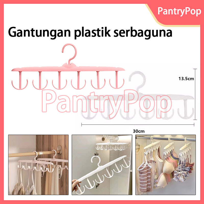 12 Hook Gantungan Dasi Hanger / Tas,Topi,Bra, Multifungsi 12 Kait / Plastik Serbaguna