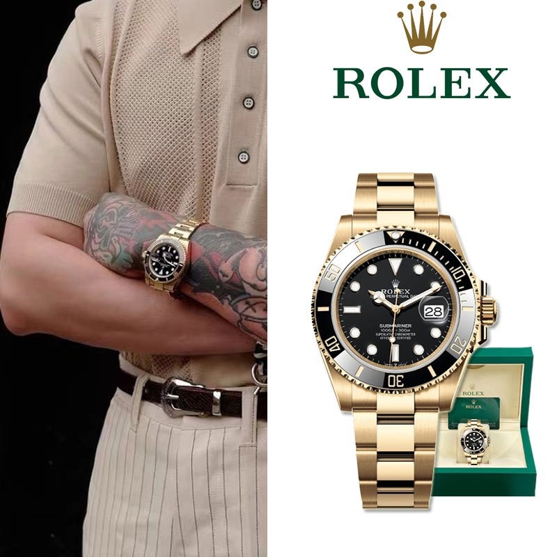 Rolex【Rolex】100% Original Rolex Watch Emas Hitam Submariner 41mm Jenis Kalender Jam Tangan M126618ln