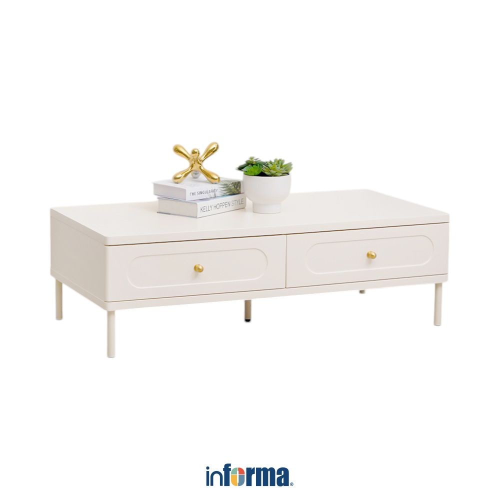 Informa Calla Meja Tamu Rectangular - Krem Coffee Table Meja Tamu Serbaguna Furniture Rumah Aestheti
