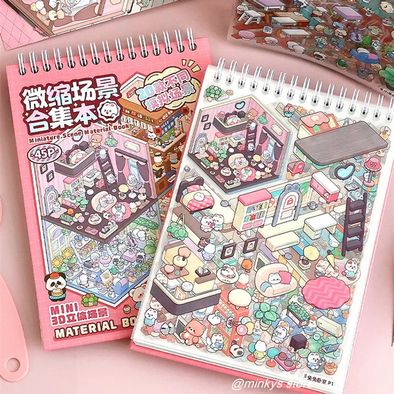 

25 Sheets 20 Different 3D Scene DIY Landscape Kawaii Sticker Book For Kids Gift Cute Stationery Supplies