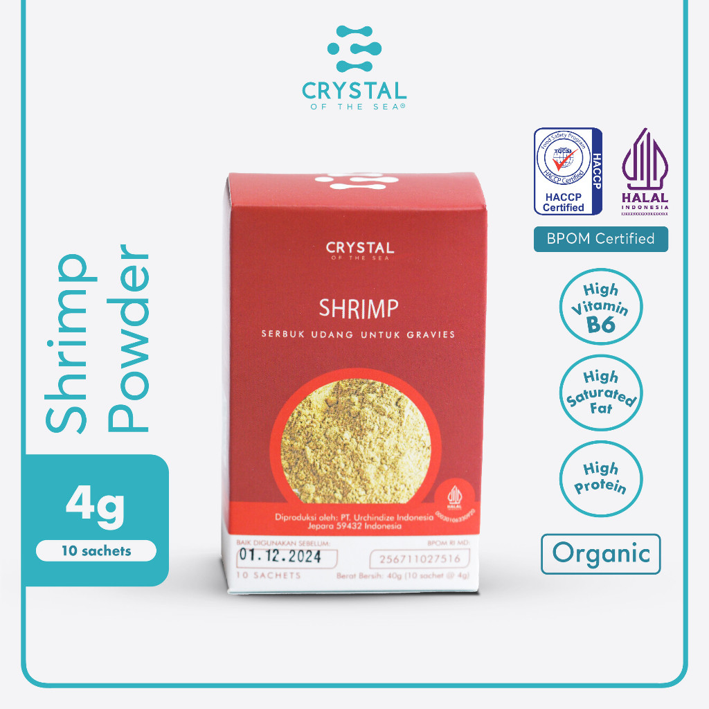 

Crystal of the Sea | Shrimp Powder Box (4GR x 10 Sachet) | Bubuk Udang Rebon | Bubuk Umami Udang - Bumbu Kaldu Penyedap MPASI SACHET
