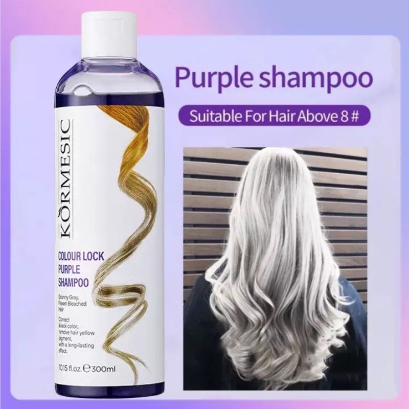 VIKADA Purple Shampoo Shampoo Warna Ungu untuk Rambut Pirang & Abu-abu Shampoo Warna Ungu Bantu Pert