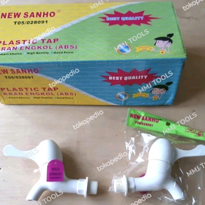 Kran pvc SANHO engkol 1/2"-NEW SANHO kran pvc engkol - Kran tembok pvc