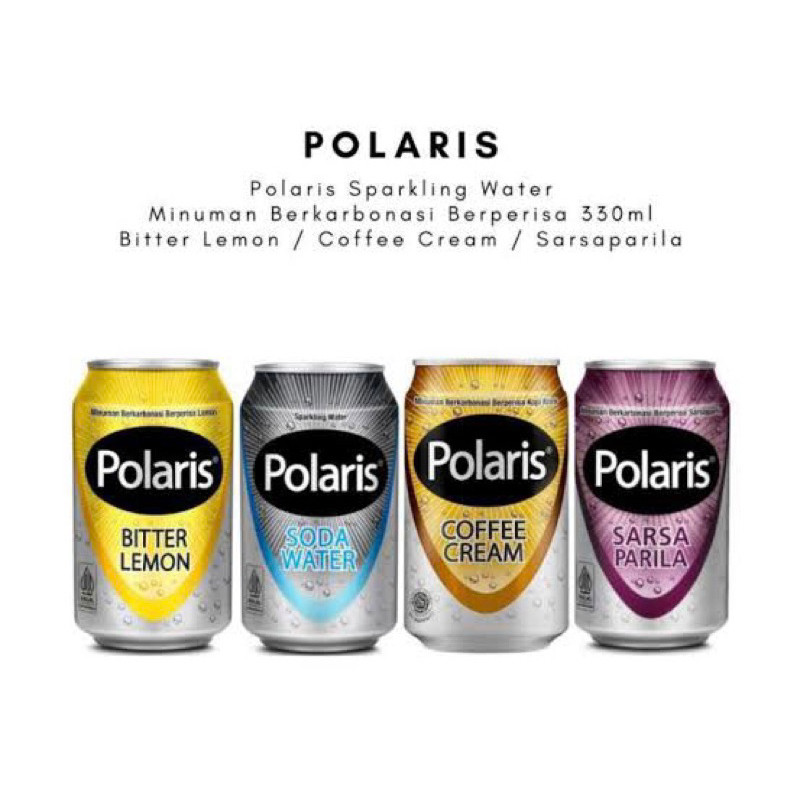 

polaris soda water kaleng - polaris sparkling water 330ml - polaris supreme - polaris sarsaparila - ARM