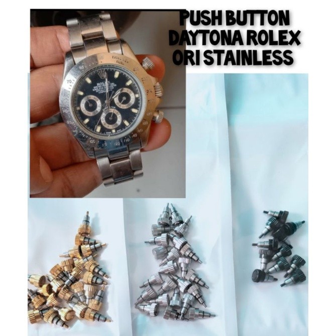 Push Button Daytona Rolex Ori Stainless Warna Hitam/Silver/Gold