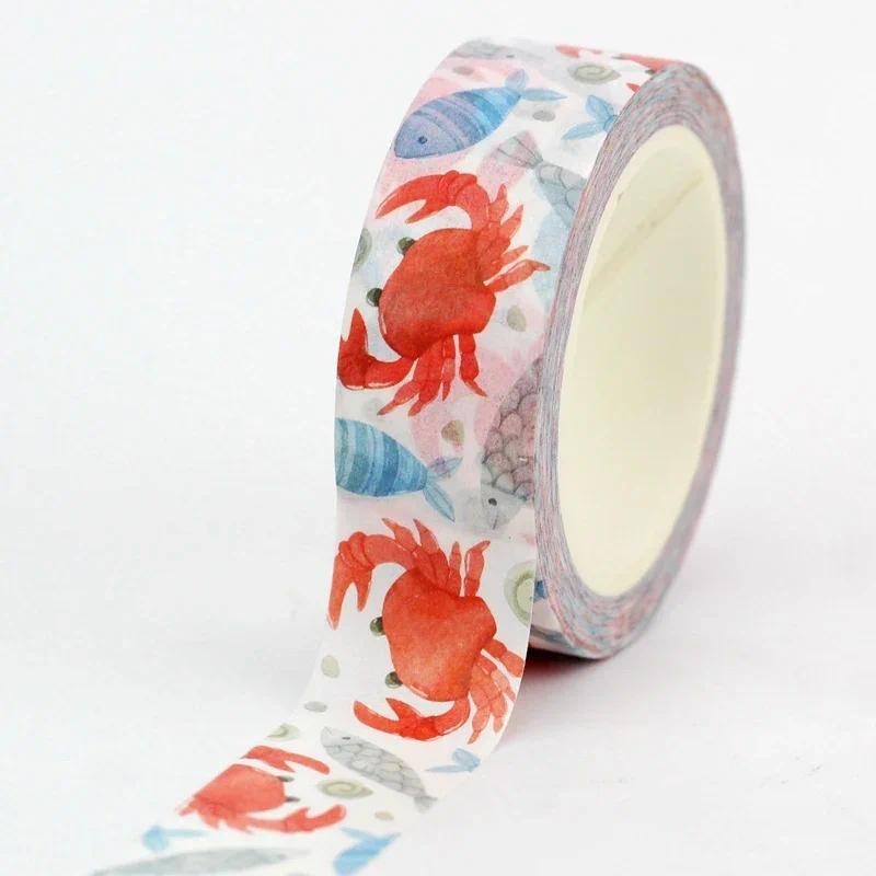 

NEW 1PC 10M Decor Nautical Borders Crab and Fish Set Washi Tape for Scrapbooking Craft Masking Tape Cute Journal Stationery