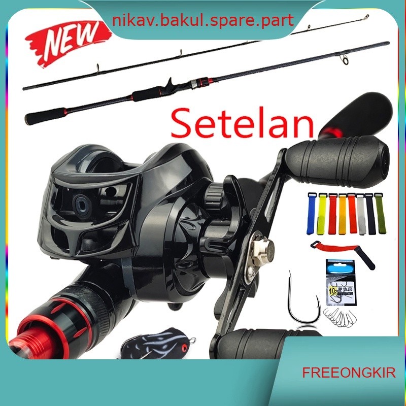 FISHING Carbon Fiber Baitcasting Fishing Rod Metal Fishing Reel Set Satu Set Casting Reel BC Kecepat