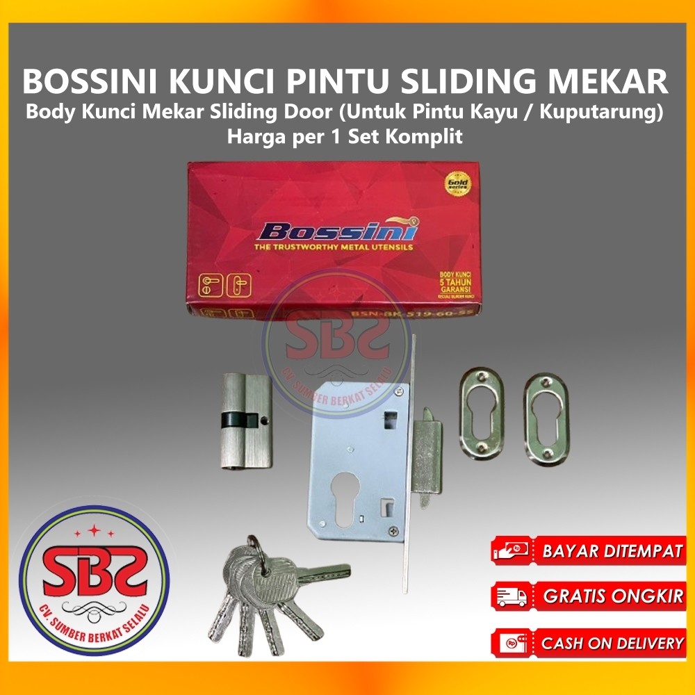 BOSSINI KUNCI MEKAR - KUNCI PINTU SLIDING KAYU - KUNCI SLIDING DOOR KAYU MODEL MEKAR