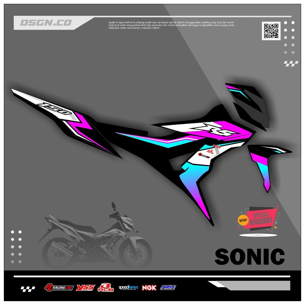 Striping Variasi Honda Sonic 150R / Sticker Honda Sonic variasi motif simple keren kode 08