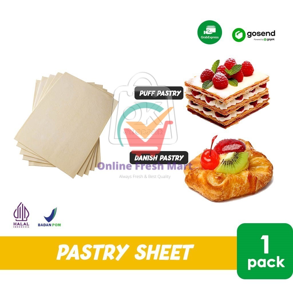 Pastry Sheet Frozen Bonpatis Puff / Danish / Danish Butter Pastry 1 Pack isi 15 (KHUSUS INSTANT) - O