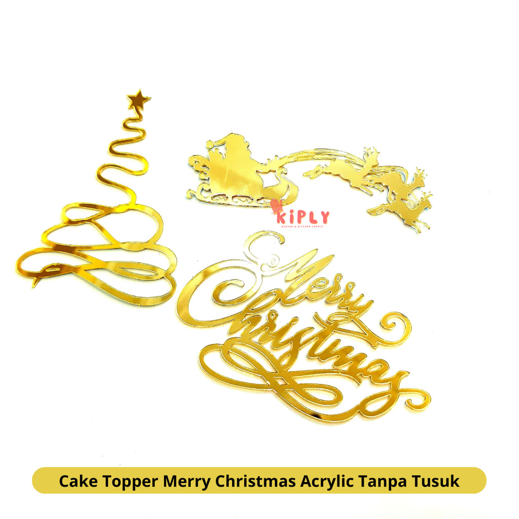 

Cake Topper Merry Christmas Acrylic Tanpa Tusuk/Hiasan Dekorasi Natal