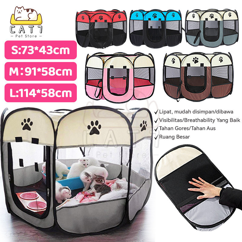 ST62 Kandang Kucing Besar Tenda Kucing Kandang Lipat Portable Rumah Kucing Kecil Tenda Pagar Kandang