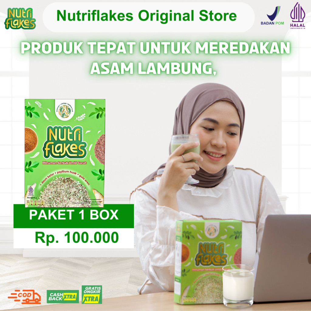 

Nutriflakes Sereal Umbi Garut Asam Lambung Original 1 Box