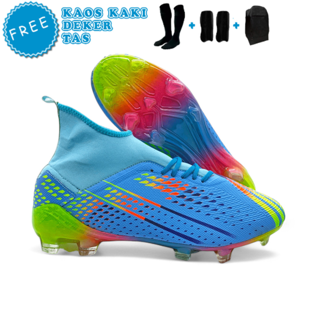 Sepatu bola adidas predator boots biru berkualitas awet tahan lama bonus kaos kaki  deker tas zars h