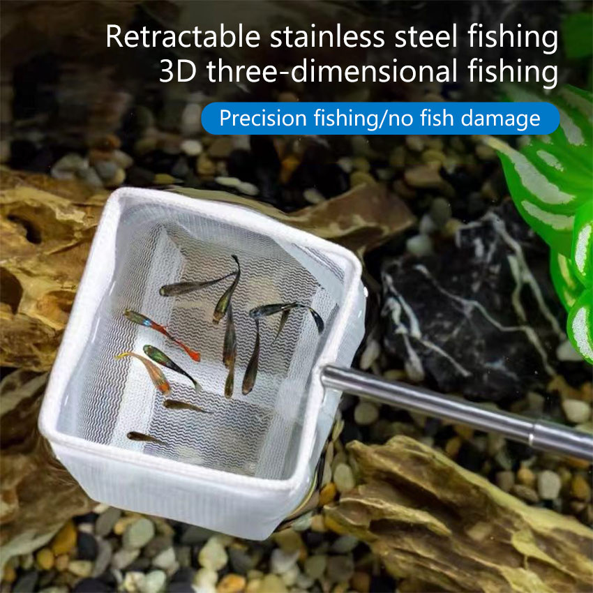 Serokan Seser Ikan Kecil Cacing Cupang Aquarium Fish Net Jaring Mini Teleskopik Bisa Atur Portable