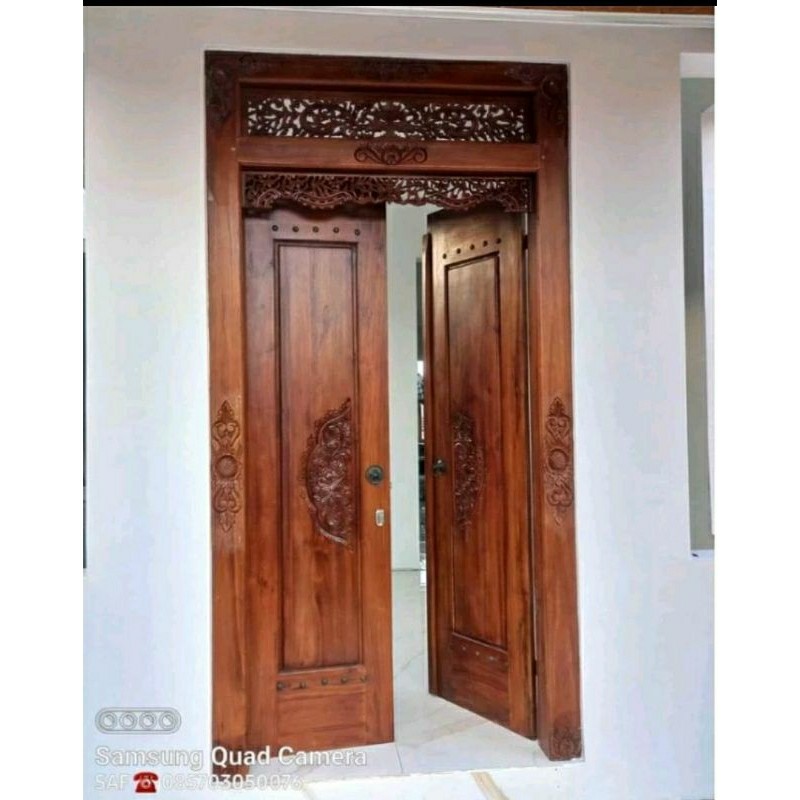 Pintu gebyok minimalis modern  kayu jati asli ukir Jepara