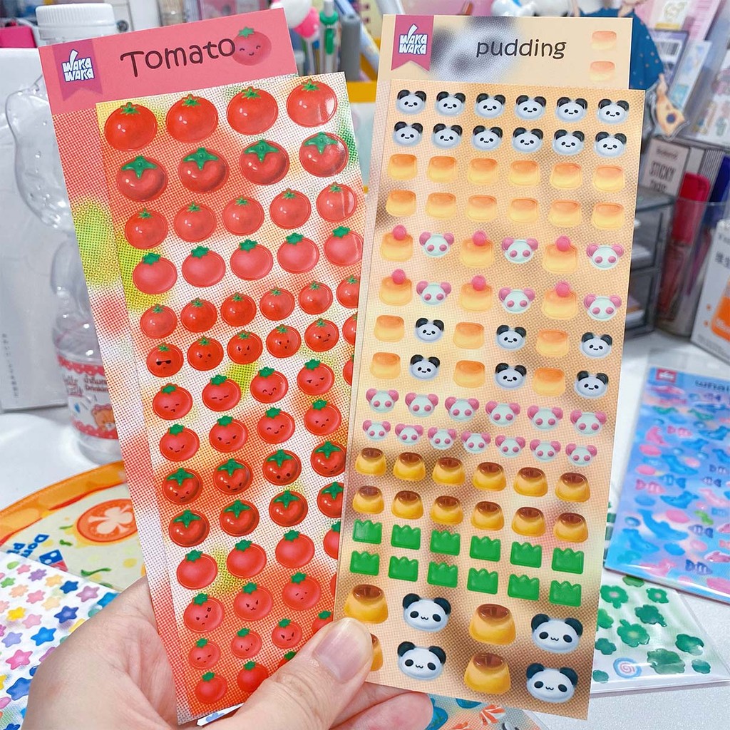 

Four-leaf Clover Deco Stickers for Scrapbooking Cute Tomato Stickers Pudding Panda Diy Phone Laptop Decal Sticker
