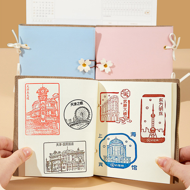 

Square Notebook Cute Cherry Blossoms Blank Page Notepad Student Portable Sketchbook Tourist Attractions Stamped Book