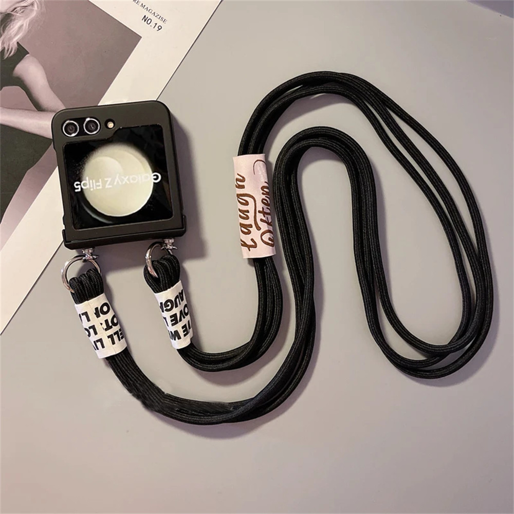 Luxury Korean Crossbody Lanyard Necklace Candy Color Phone Case with Line for Samsung Galaxy Flip 5 