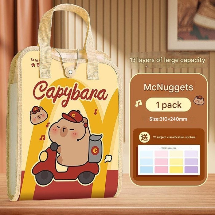 

[LOGU] Organizer buku stationery Capybara, Map buku les kartun, Dokumen map 2 in 1