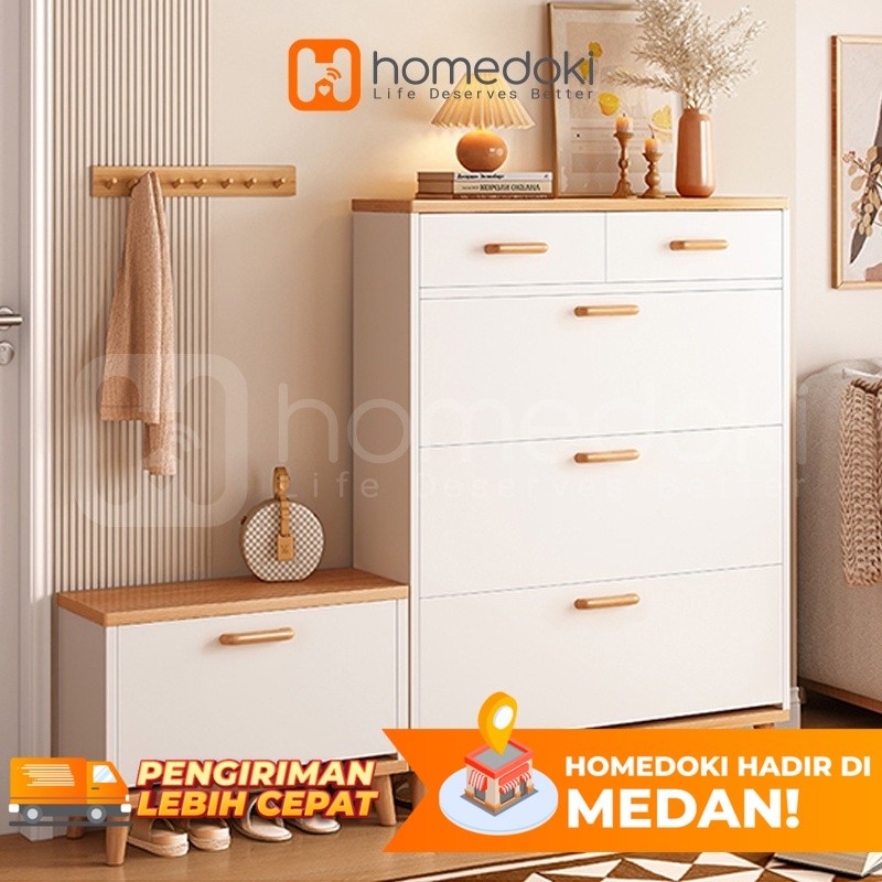 Homedoki Rak Sepatu / Lemari Sepatu Kayu /  Lemari Kabinet Kayu Minimalis / Rak Sepatu Kayu / Rak Se