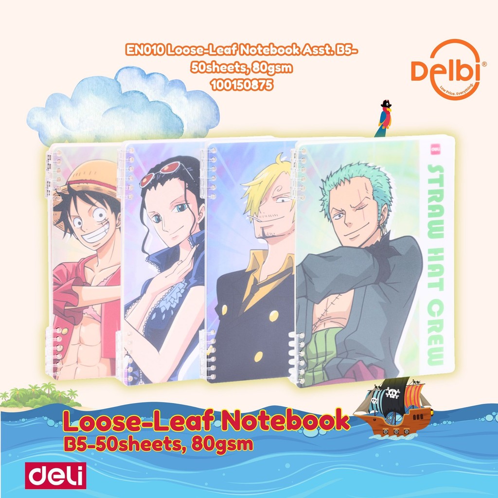 

DELI Ring Binder File | Refillable Loose-Leaf Notebook Deli One Piece B5 EN010 Loose-Leaf Notebook Asst. B5-50sheets, 80gsm