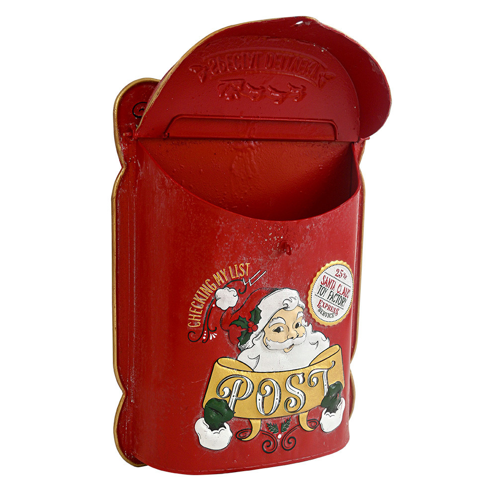 

Outdoor Santa Mailbox Post Farmhouse Post Decoration Crafts New Year Gift Christmas Mailboxes Letter Box Metal Wall Mounted Post