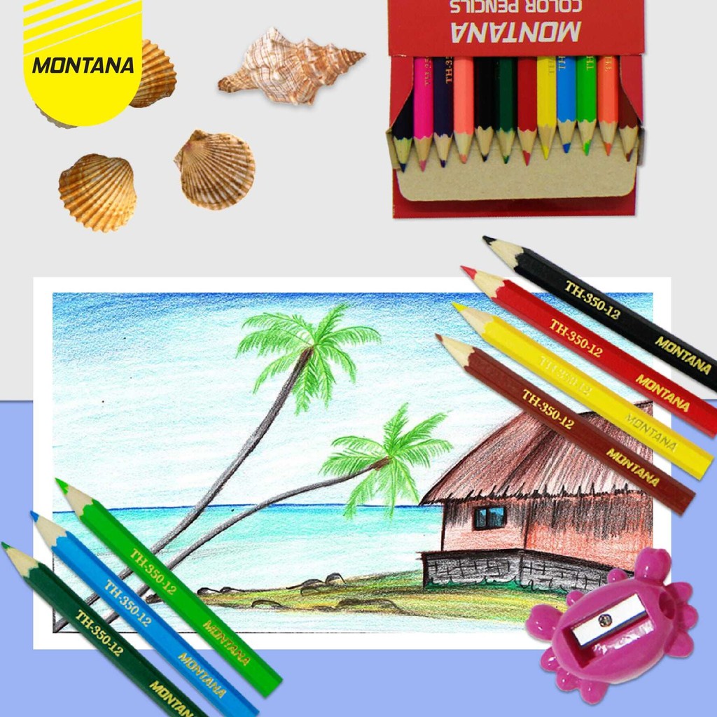

MONTANA Pensil Warna 1 Gross Superior Quality 12 Color Pencils Long Lasting Bright Color TH-350