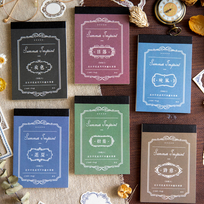 

Yoofun 50 sheets Vintage Creative Tearable Memo Pads with Frame Journal Scrapbooking School Office Supplies Notes Material Paper