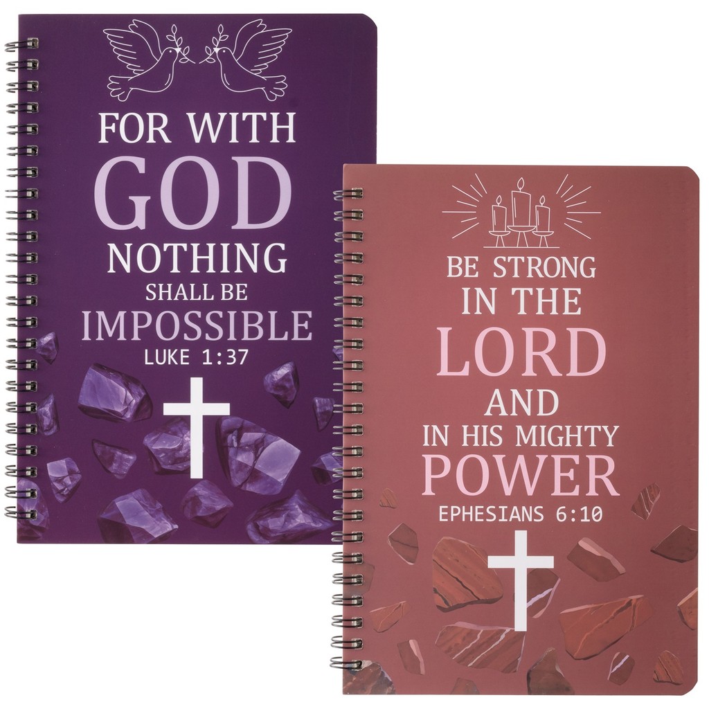 

2PCS Cross Spiral Red Purple Notebooks Set Inspirational Ruled Hardbound Writing Notebooks For Christian Christmas Church Gifts