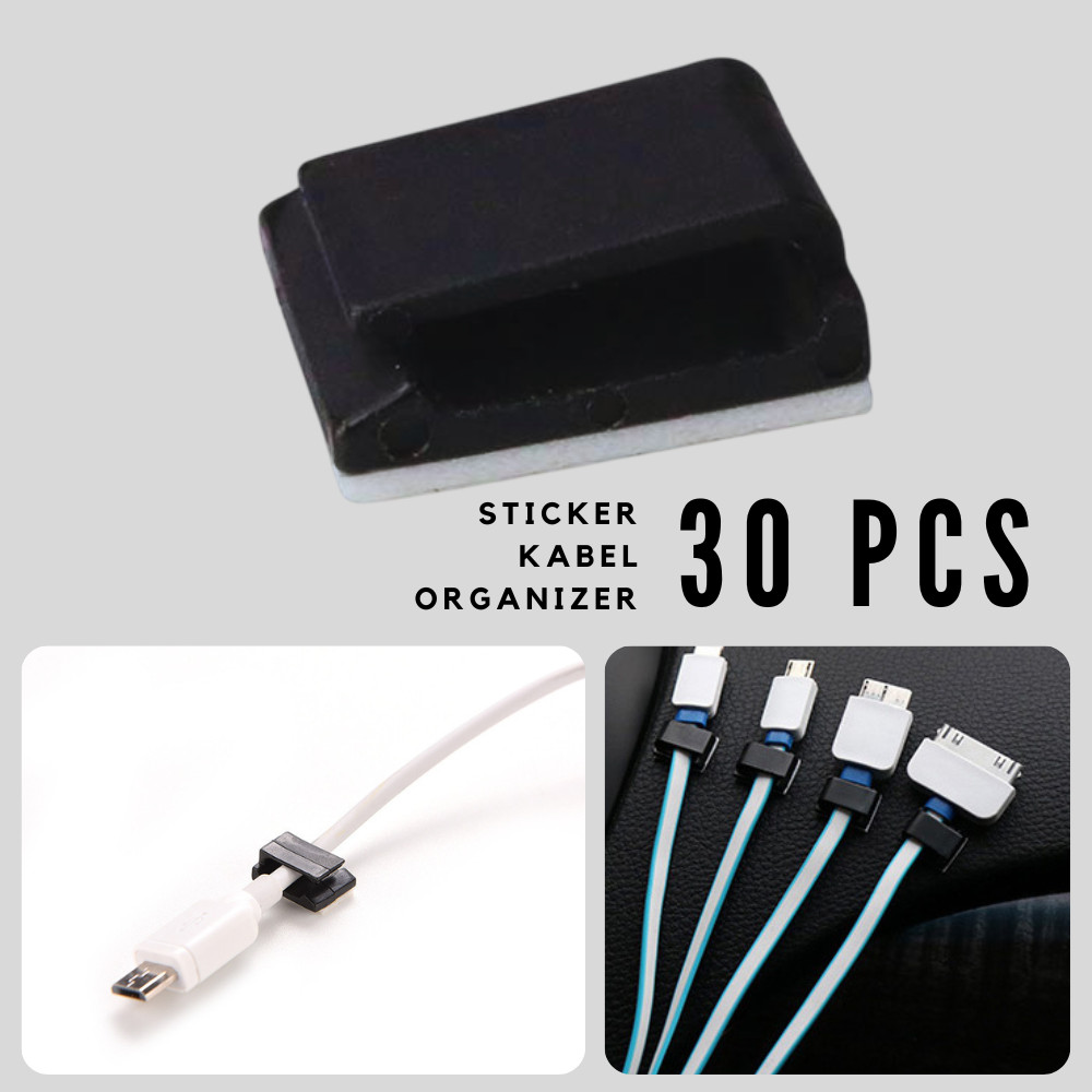 BATHI Penjepit Kabel Klip Klem Plastik Tempel Hitam 30 pcs Management Wire Organizer LP124