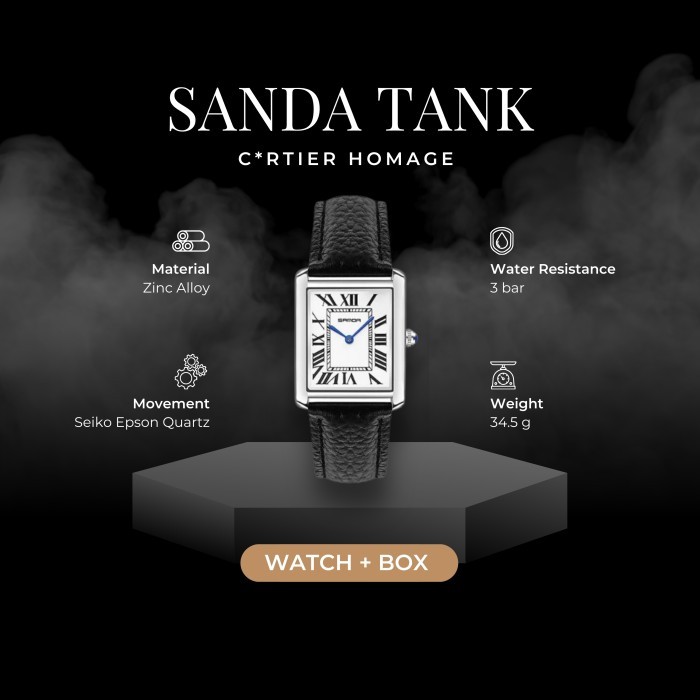 Sanda Tank Watch - Jam Tangan Classic Unisex (READY TANPA PO) - 1108