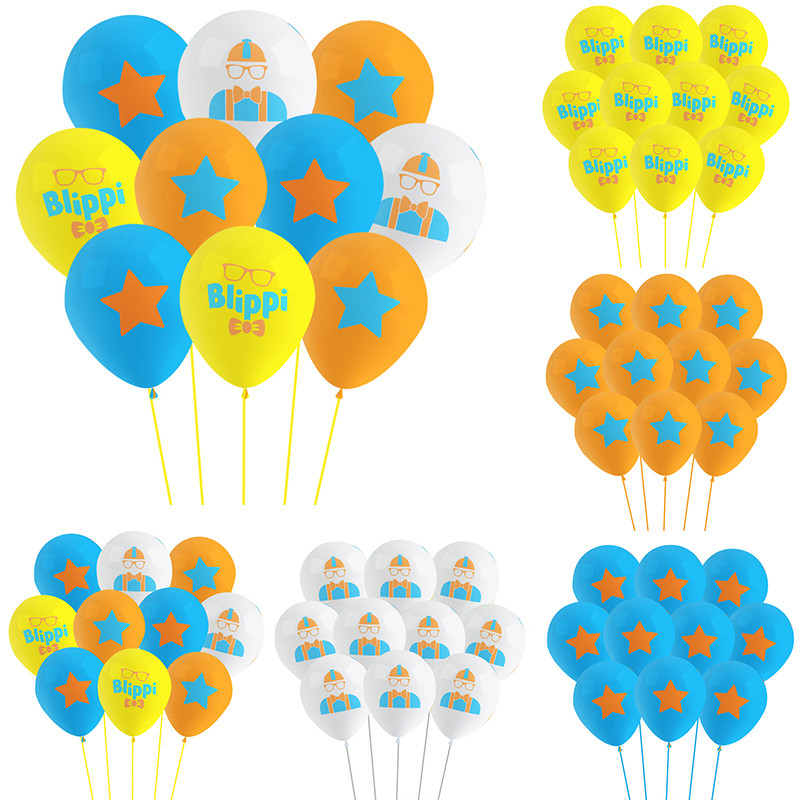 10/30/50PCS Blippi Theme Decorative Balloon Set 12inch Yellow Blue Orange Latex Balloon Children's B