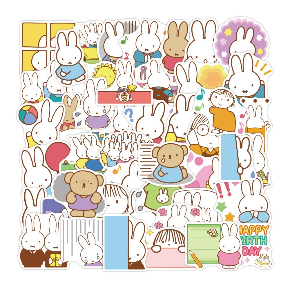 

50 Pcs Sticker Miffy Vinyl Waterproof untuk Tempelan Laptop Tumbler HP Koper DIY [3]
