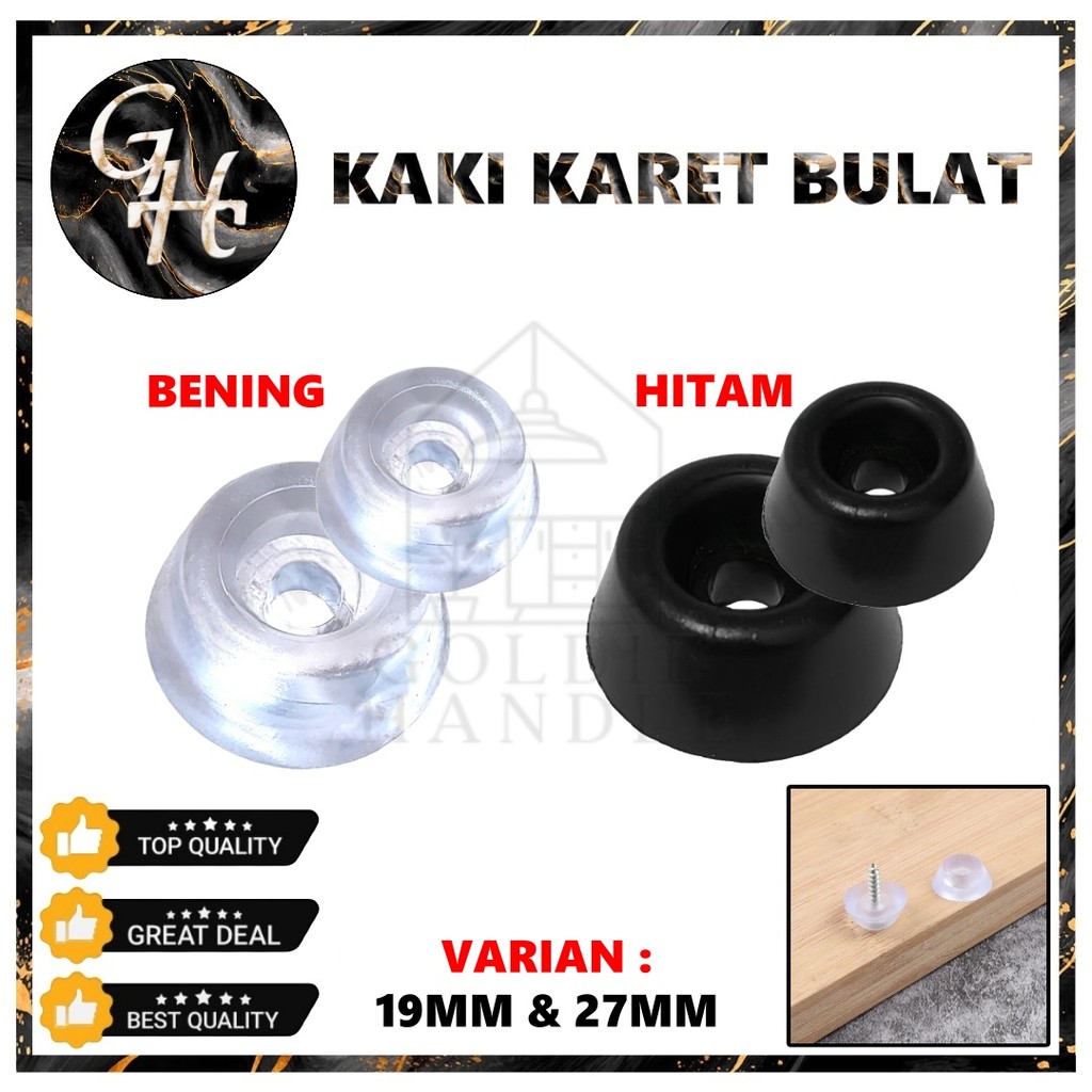 Kaki Karet Bulat Clear Bening & Hitam Meja Sofa Pengganjal Karet Kaki Kursi Meja Bulat Transparan