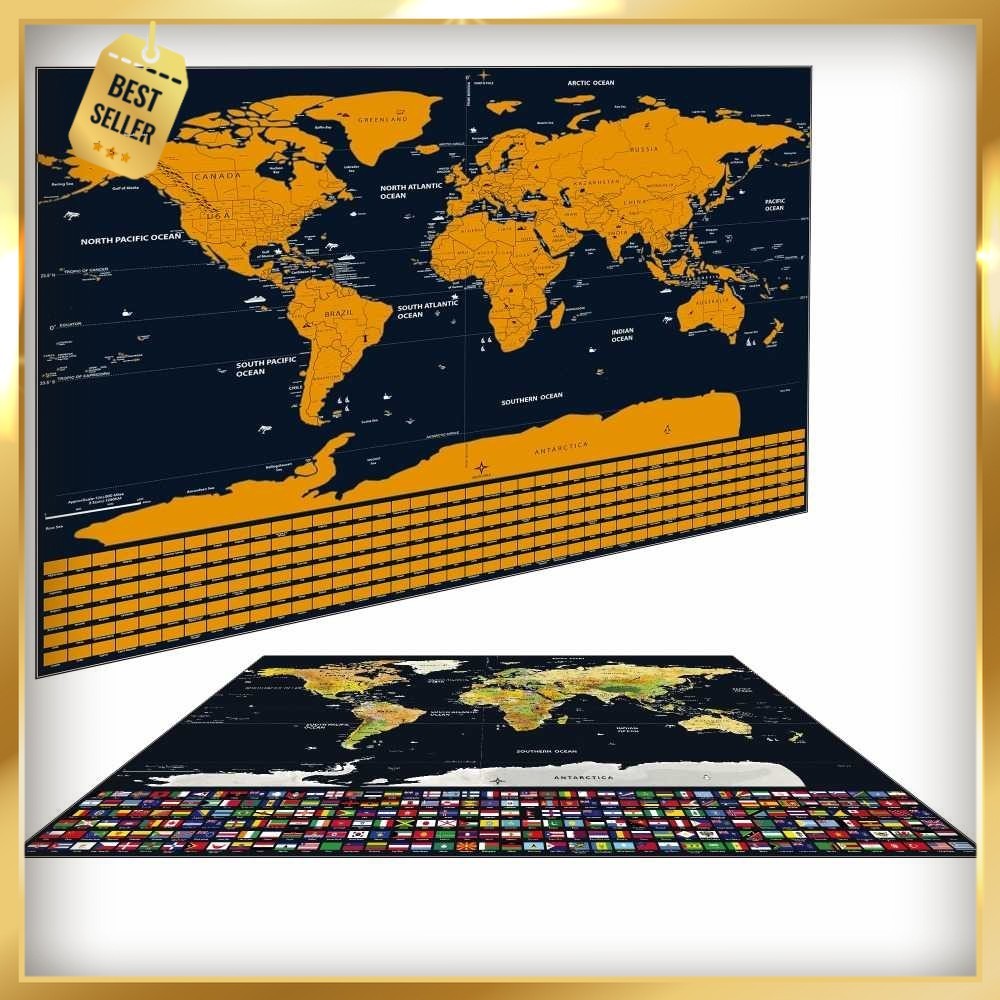 

Wu Fang Poster Scratch Map Peta Dunia Versi National - ZJP-M018