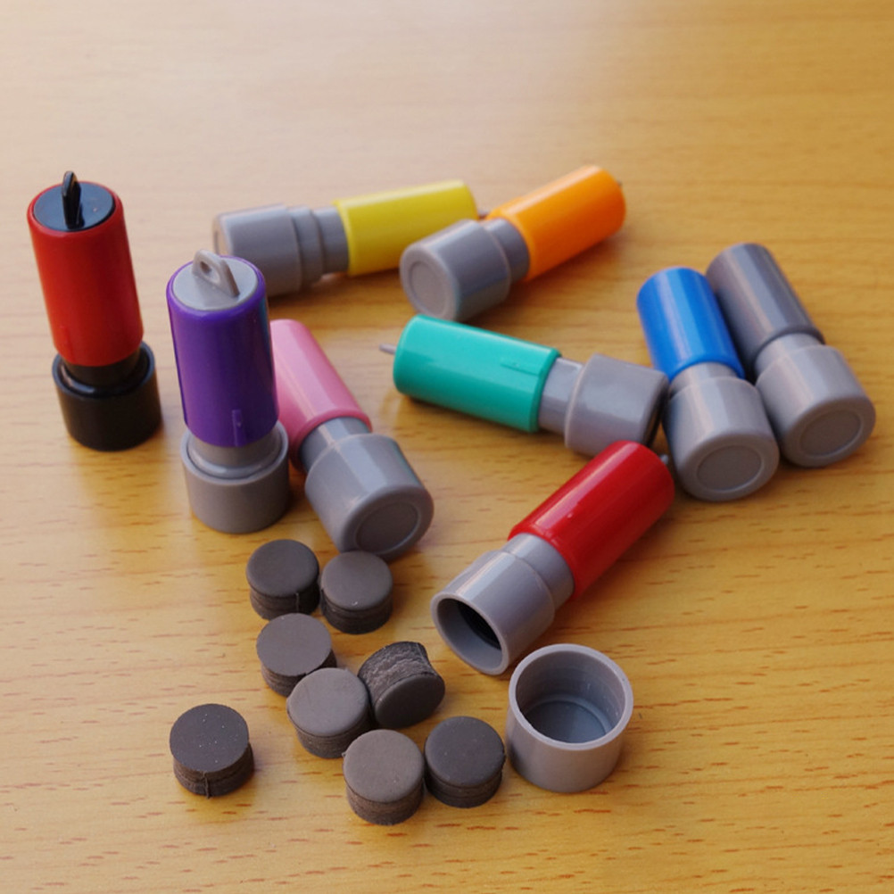 

10 Pcs Seal Case Stamp Making Tool DIY with Ink Pad Postage Stamps Mini Round Seals Blank Self Holiday Engraved Print Small