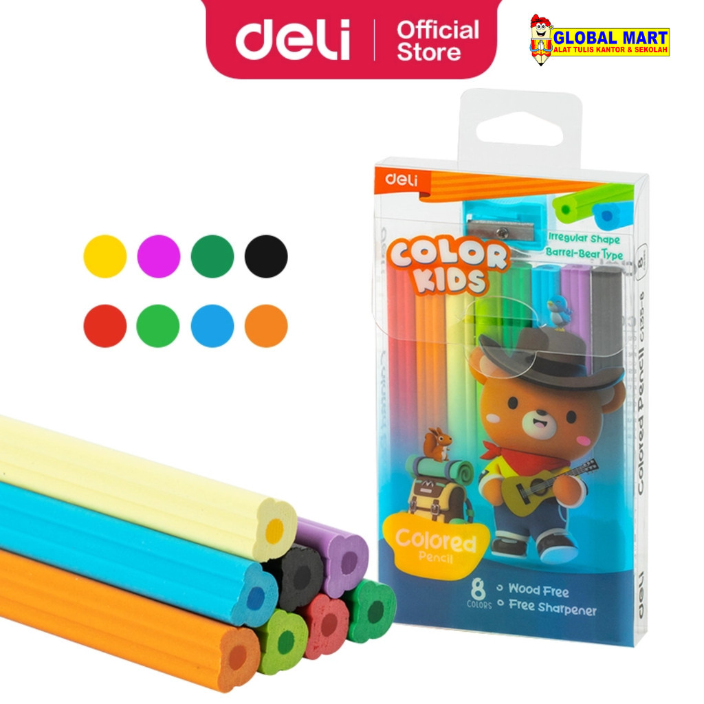 

Pensil Warna / Colored Pencil Deli EC135-8 ( 8 warna Cerah dan Tajam )